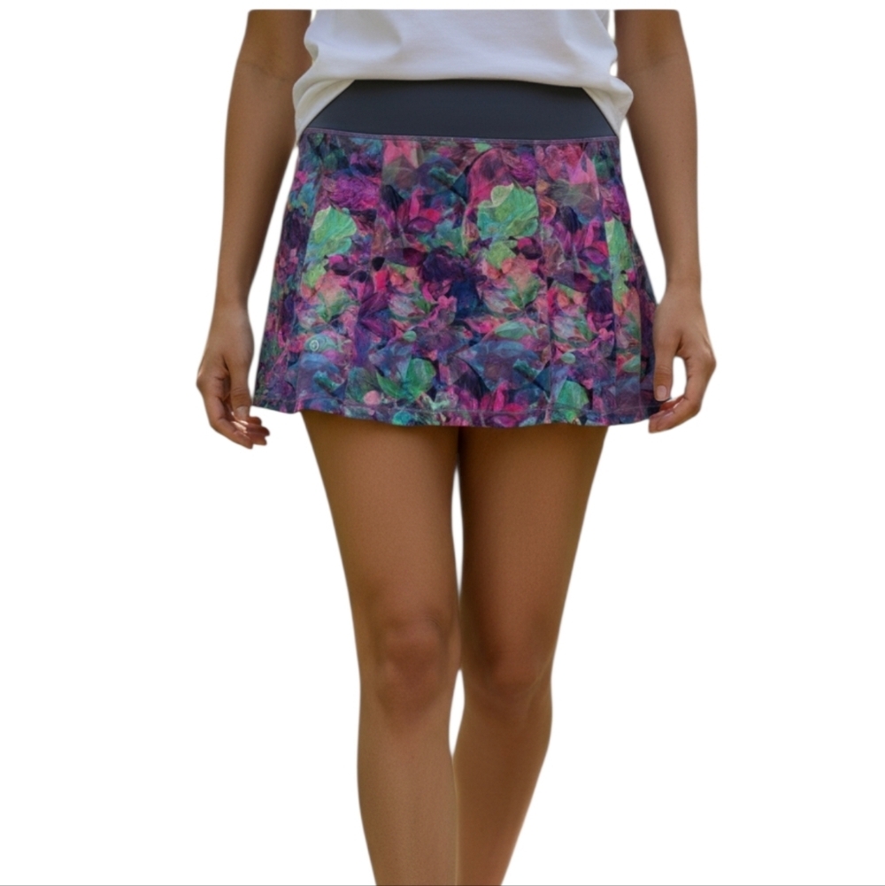 Lululemon Side-Pleat High-Rise Tennis Skirt Vivid Floral Tone Multi Graphite 6